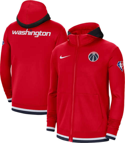 Washington Wizards Red 75th Anniversary Performance Showtime Full-Zip Hoodie Jacket